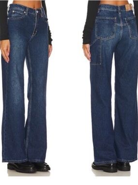 We The Free Dark Blue Tinsley Wide-Leg High-Rise Jeans